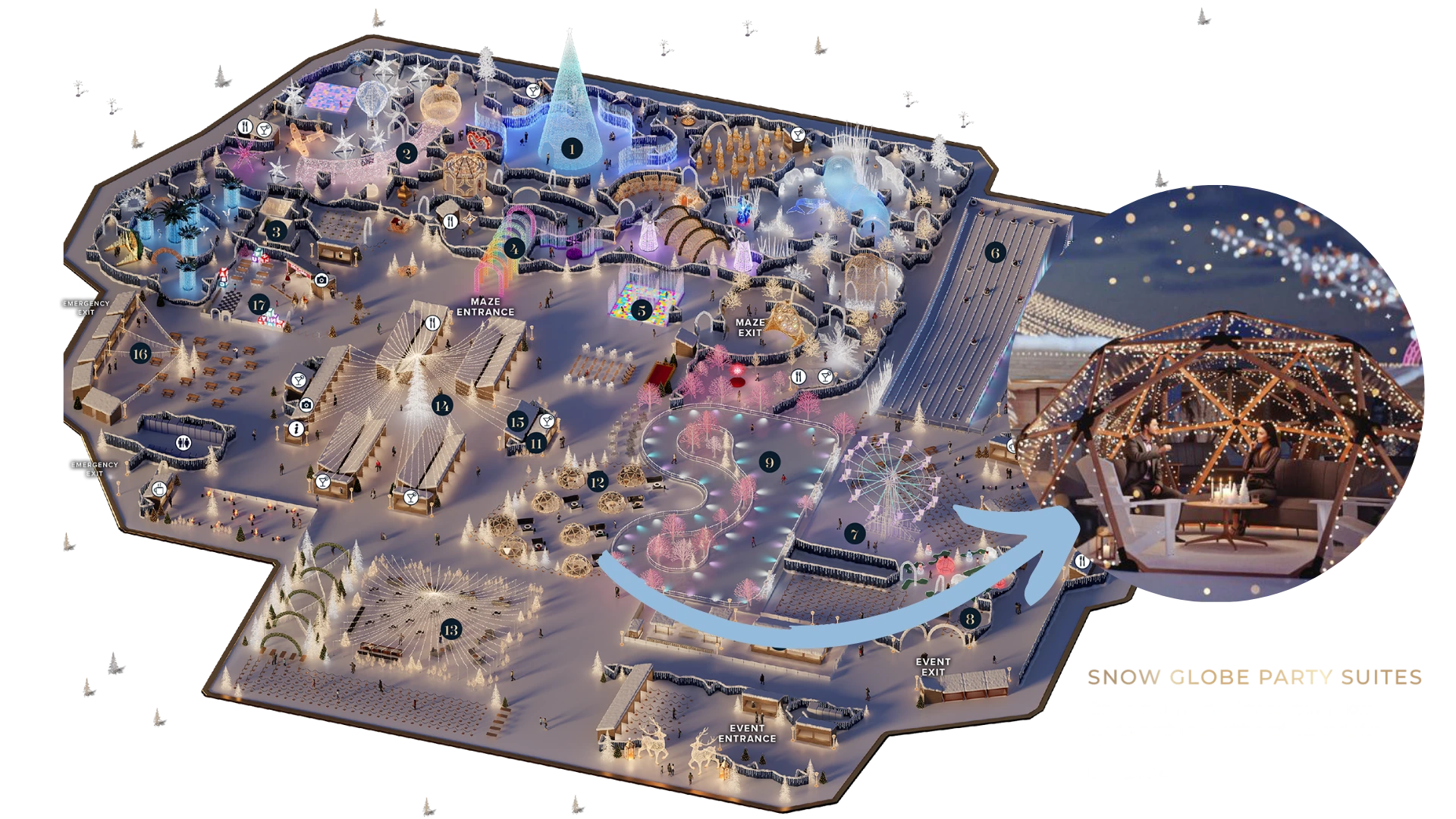 Snow Globe Party Suite Location at Enchant LA
